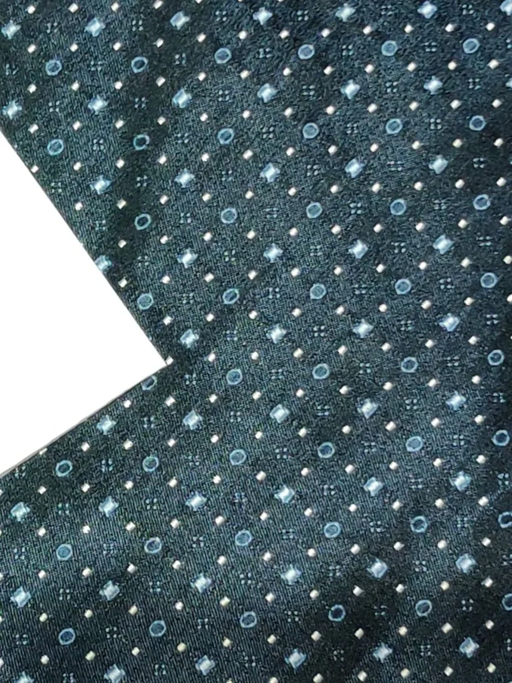 DKNY Necktie Vintage Black Blue White Geometric Pattern Made in USA 1990s Y2K